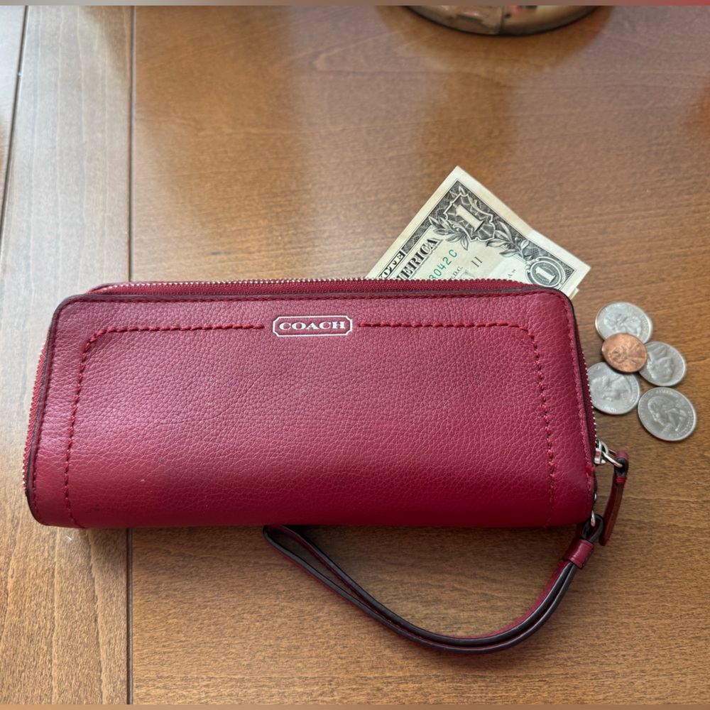 Coach Women's Red Leather Wallet/Billfold